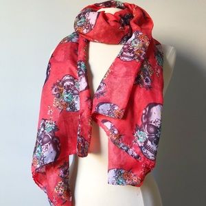 Coral Floral Skull Wrap Me Up Scarf